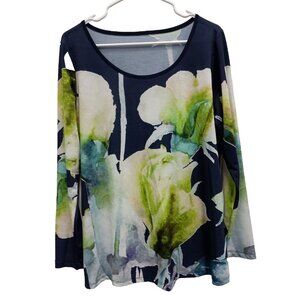Soft Surroundings Floral Blouse - Navy and Green